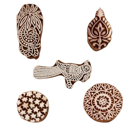 Set of 5 Piece New Mix Wooden Printing Blocks